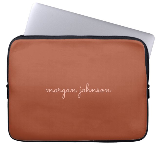 Trendy monogram | Gebrand Sinaasappel + Blush Scri Laptop Sleeve (Voorkant)