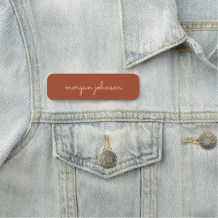 Trendy monogram Gebrand Sinaasappel + Blush Scri Naamplaatje
