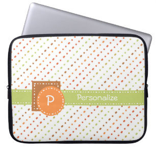 Trendy monogram gestreepte strepen met naam laptop sleeve
