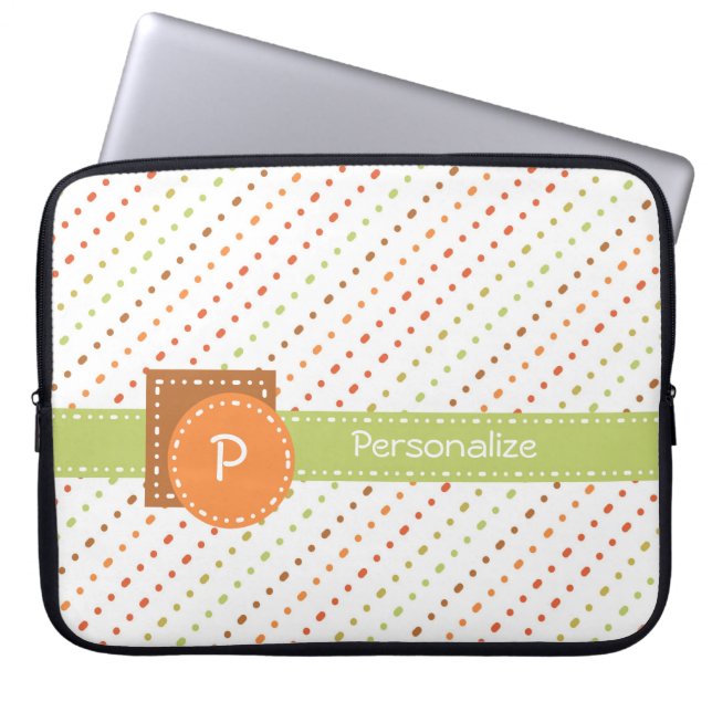 Trendy monogram gestreepte strepen met naam laptop sleeve (Voorkant)