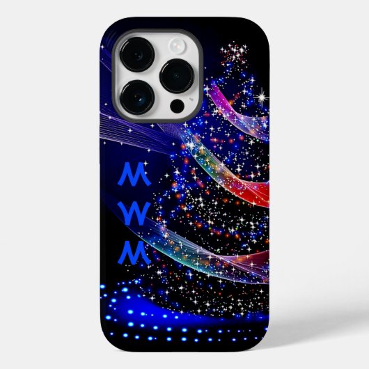 Trendy Monogram Glitter Kerstboom Marine Case-Mate iPhone Case (Achterkant)