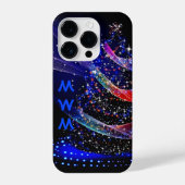 Trendy Monogram Glitter Kerstboom Marine iPhone Hoesje (Achterkant)