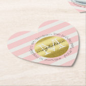 Trendy Monogram Gold Glitter Blush Pink Stripes Kartonnen Onderzetters (Gekanteld)