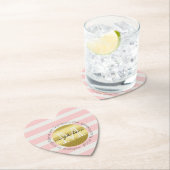 Trendy Monogram Gold Glitter Blush Pink Stripes Kartonnen Onderzetters (Insitu)