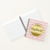 Trendy Monogram Gold Glitter Blush Pink Stripes Notitieboek (Binnen)