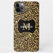 Trendy Monogram Gold Leopard Pattern Naam iPhone Hoesje (Achterkant)