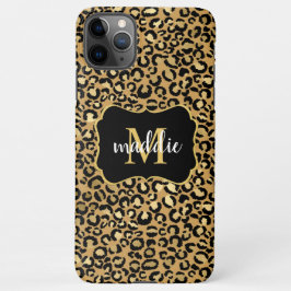 Trendy Monogram Gold Leopard Pattern Naam iPhone 11Pro Max Hoesje