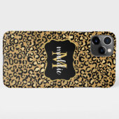Trendy Monogram Gold Leopard Pattern Naam iPhone Hoesje (Achterkant horizontaal)