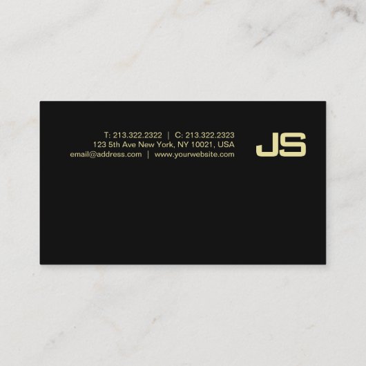 Trendy Monogram Gold Look Design Elegant Plain Visitekaartje (Achterkant)