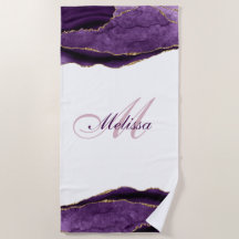 trendy monogram goud en paarse agate