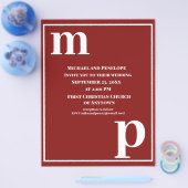 Trendy Monogram Granaat Rode Budget Trouw Uitnodig Flyer (Enkel)