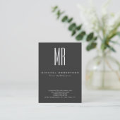 Trendy Monogram Gray Modern Chubby Visitekaartje (Staand voorkant)