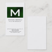 Trendy Monogram Green White Modern Visitekaartje (Voorkant / Achterkant)