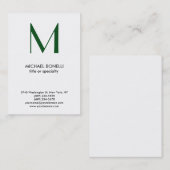 Trendy Monogram Green White Simple Visitekaartje (Voorkant / Achterkant)