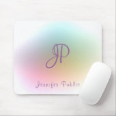 Trendy Monogram Handgeschreven Tekst Colorful Sjab Muismat (Met muis)