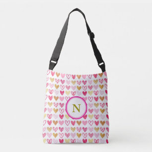 Trendy Monogram Heart Cross Body Bag Crossbody Tas
