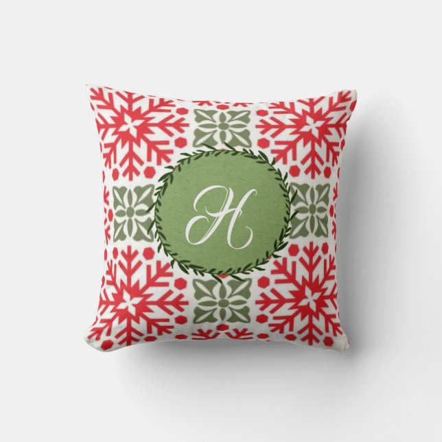 Trendy Monogram Holiday Sierkussen (Voorkant)