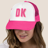 Trendy Monogram Initiaal Bachelorette Roze Trucker Pet