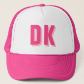 Trendy Monogram Initiaal Bachelorette Roze Trucker Pet (Voorkant)