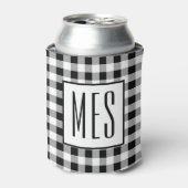 Trendy monogram-initiaal, Buffalo geruit patroon Blikjeskoeler (Blikje Voorkant)