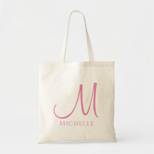 Trendy Monogram Initiaal Letter Name Modern Tote Bag