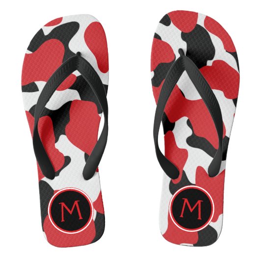 Trendy Monogram Koe Print Teenslippers (Voetbed)