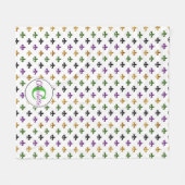 Trendy Monogram Mardi Gras Fleur De Lis Fleece Deken (Voorkant (Horizontaal))