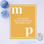 Trendy Monogram Marigold Budget Save the Date Flyer (Enkel)