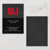 Trendy monogram met grijs zwart rood visitekaartje (Voorkant / Achterkant)