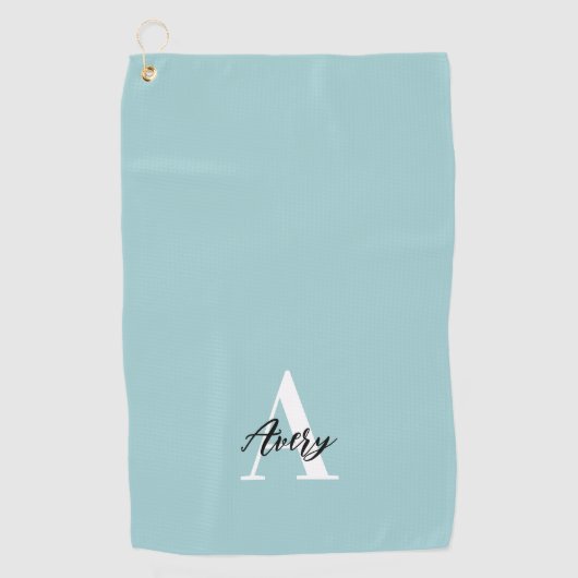 Trendy monogram met overlay voor scriptnaam golfhanddoek (Voorkant)