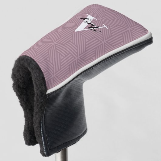 Trendy monogram met overlay voor scriptnaam golfheadcover (3/4 voorkant)
