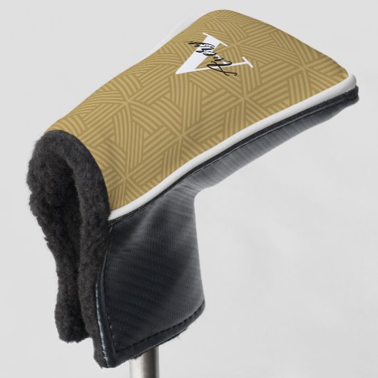 Trendy monogram met overlay voor scriptnaam golfheadcover (3/4 voorkant)