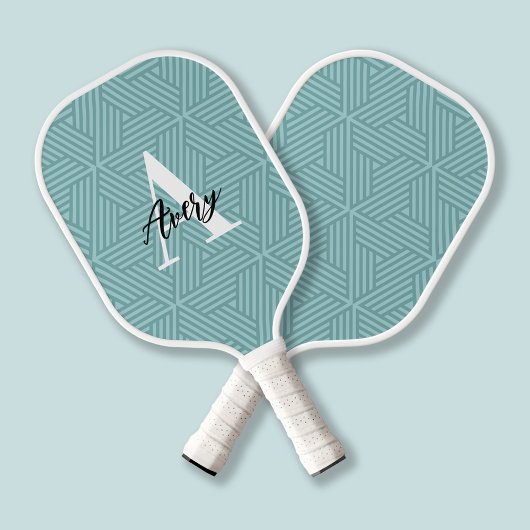 Trendy monogram met overlay voor scriptnaam pickleball paddle