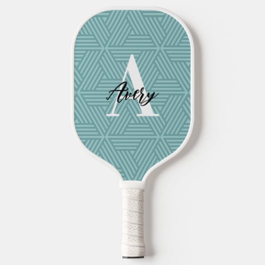 Trendy monogram met overlay voor scriptnaam pickleball paddle (Voorkant)