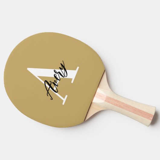 Trendy monogram met overlay voor scriptnaam tafeltennisbatje (Zijkant)