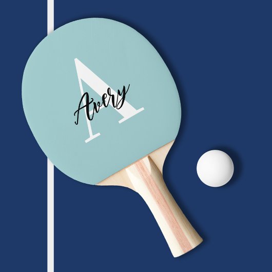 Trendy monogram met overlay voor scriptnaam tafeltennisbatje