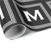 Trendy Monogram met strepen zwart en wit A09 Cadeaupapier (Rol Hoek)