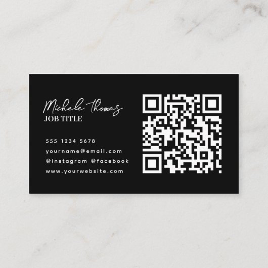 Trendy Monogram Minimalistisch Modern Zwart Script Visitekaartje (Achterkant)