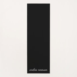 Trendy Monogram Modern Black Script Name Art Yogamat