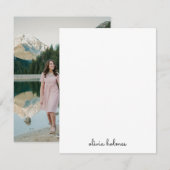 Trendy Monogram | Modern Black Script Name Photo Notitiekaartje (Voorkant / Achterkant)