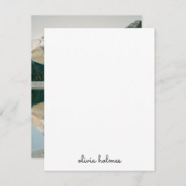 Trendy Monogram | Modern Black Script Name Photo Notitiekaartje