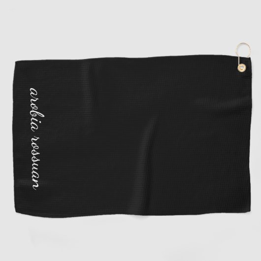 Trendy Monogram Modern Black Script Name Style Golfhanddoek (Horizontaal)