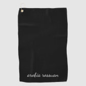 Trendy Monogram Modern Black Script Name Style Golfhanddoek (Voorkant)