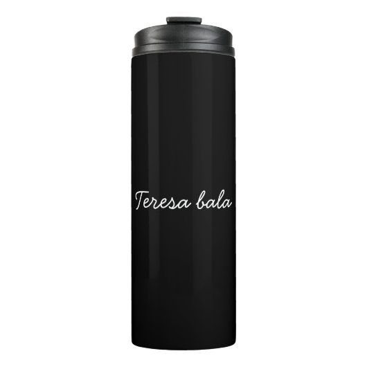 Trendy Monogram Modern Black Script Personalized Thermosbeker (Voorkant)
