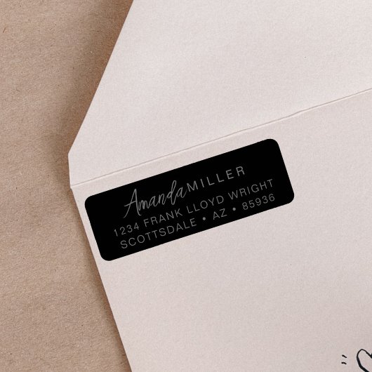 Trendy Monogram Modern Eenvoudig Zwart Retouradres Etiket