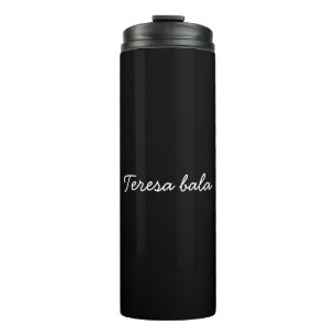 Trendy Monogram Modern Zwart Schrift Gepersonalise Thermosbeker
