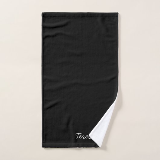 Trendy Monogram Modern Zwart Schrift Ontwerp Handdoek (Handdoek)
