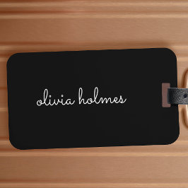 Trendy Monogram | Moderne naam voor zwart script Bagagelabel