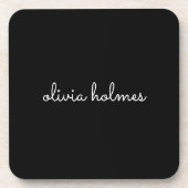 Trendy Monogram | Moderne naam voor zwart script Bier Onderzetter (Voorkant)