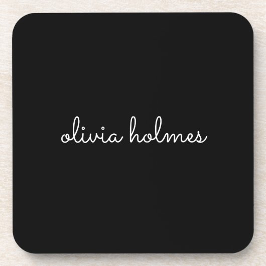 Trendy Monogram | Moderne naam voor zwart script Bier Onderzetter (Voorkant)